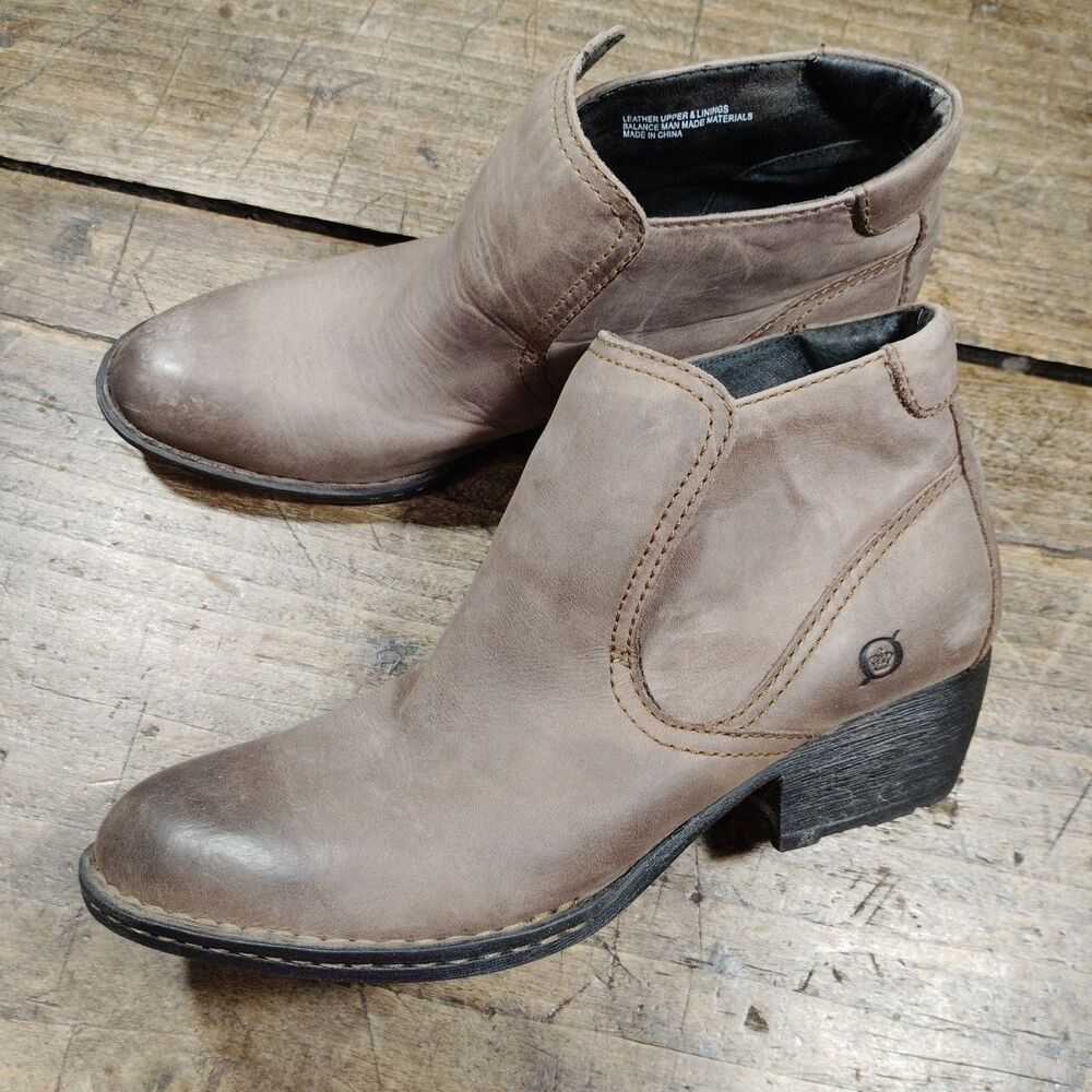 Born Boots Womens Sz 8 EU39 Bootie Ankle Brown Leather Pull On Western Cowgirl